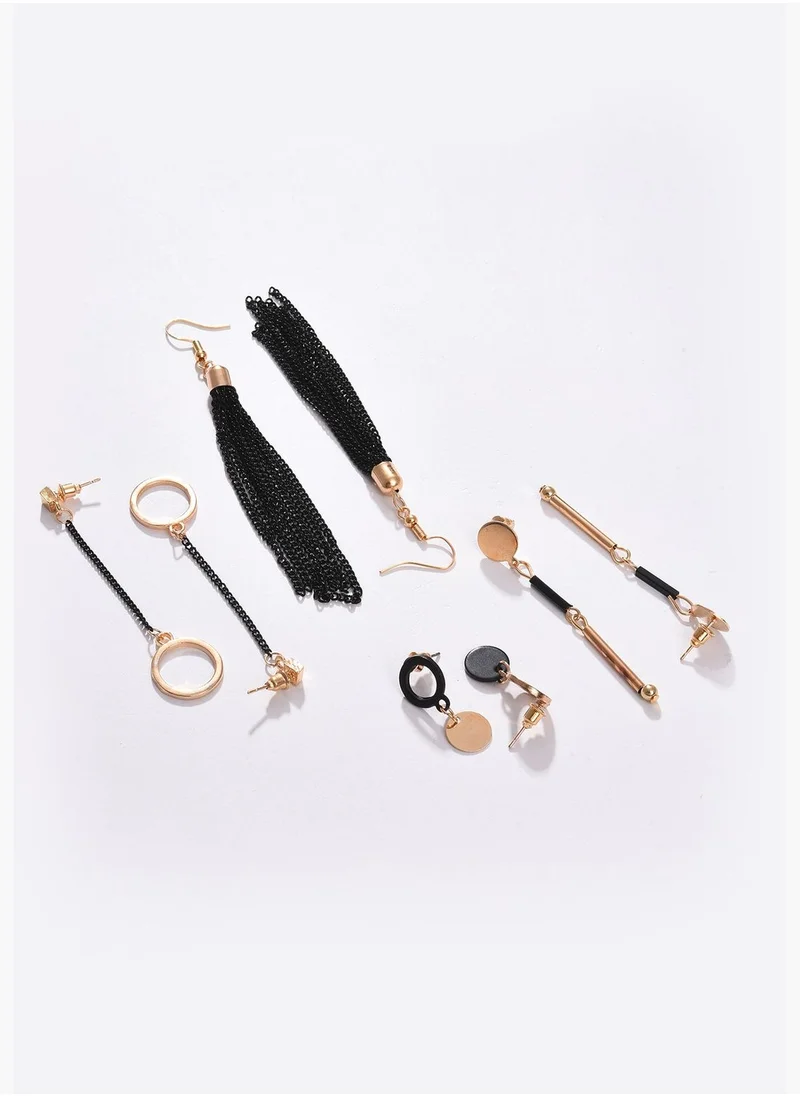SOHI Pack of 8 Gold Plated Designer Drop Earring