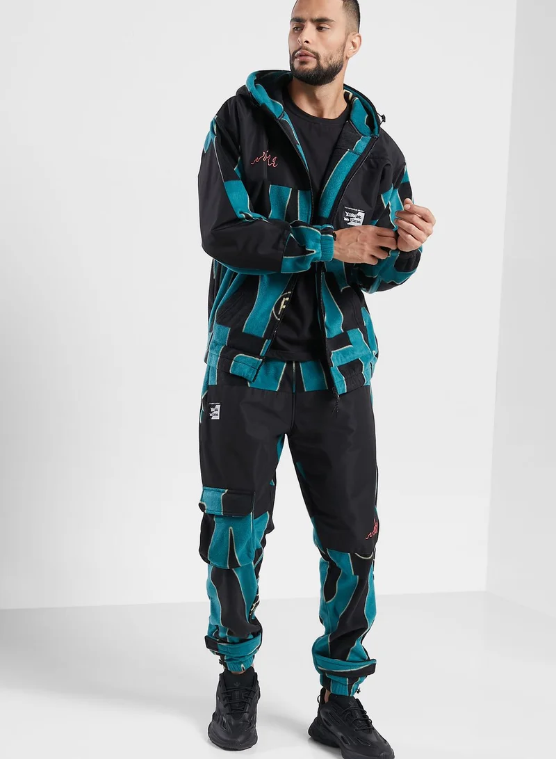 Grimey Snow Fox All Over Print Polar Fleece Zip Hoodie