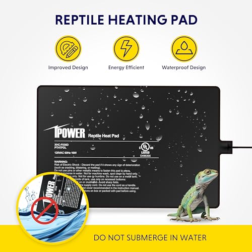 iPower 8X12 Inch Reptile Heat Pad Under Tank Heater Terrarium Warmer Heating Mat for Turtles Lizards Frogs and Other Small Animals - Image 2