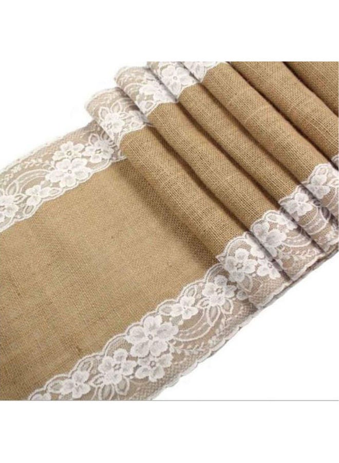 Loquat Lace Details Table Runner Brown/White 30x180cm - Image 2
