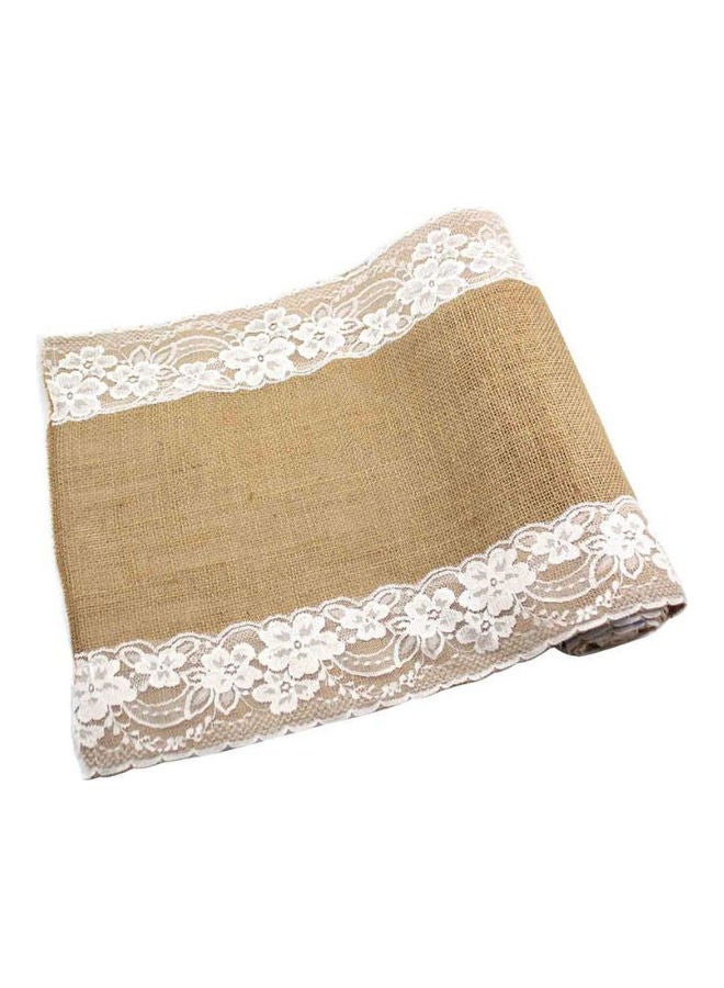 Loquat Lace Details Table Runner Brown/White 30x180cm - Image 1