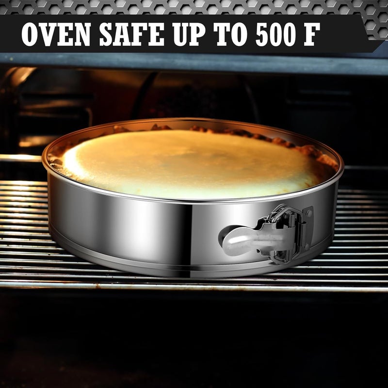Pickmesh 2 Pack 10 Inch Springform Pans for Baking, Nonstick Round Cheesecake Pans Leakproof Stainless Steel with Removable Bottom with 50 Parchment Paper - Image 2