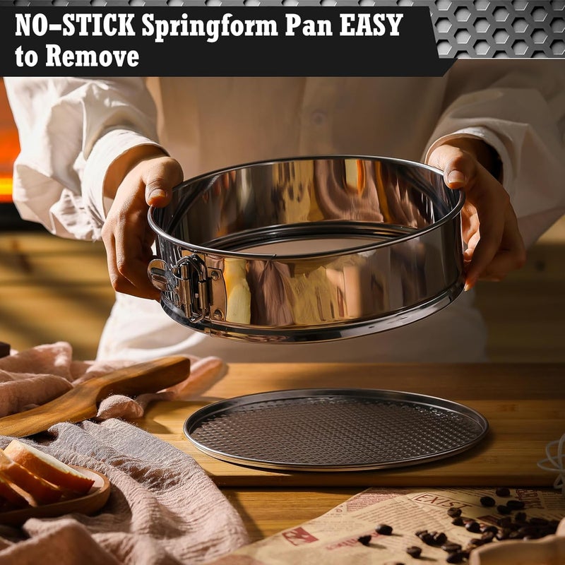 Pickmesh 2 Pack 10 Inch Springform Pans for Baking, Nonstick Round Cheesecake Pans Leakproof Stainless Steel with Removable Bottom with 50 Parchment Paper - Image 5