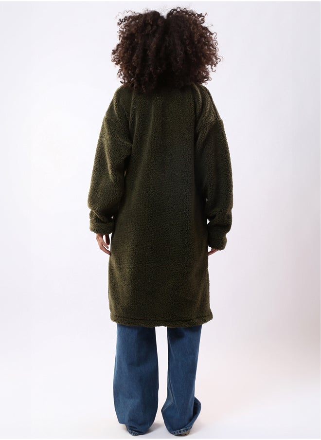 RAVIN Olive Wool Full Buttons Coziness Coat  - Image 3