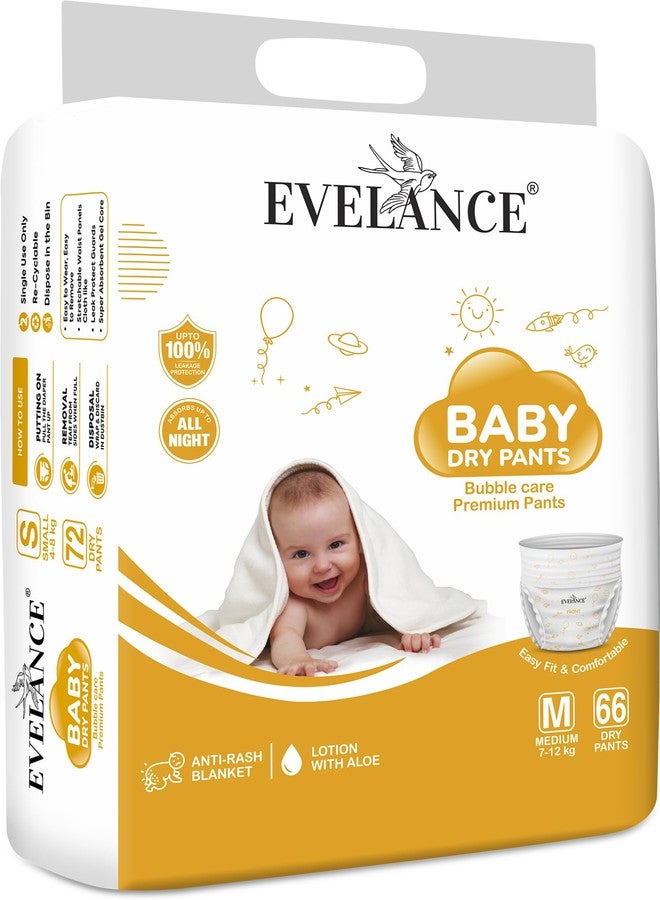 Evelance Premium Baby Pants, Size M, 66 diapers, an anti-rash blanket, for 7-12 kgs baby, easy fit and fast absorption(Pack of 1) - Image 1