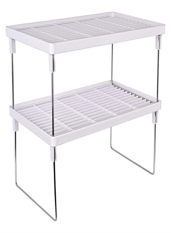 appeasy Stackable Shelves for Cabinets & Countertop - Storage Shelf Organizer- Foldable Shelves for Undersink, Kitchen Cabinets, Pantry, Countertops, Plastic-White. - Image 4