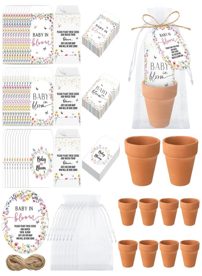 Reallnaive Wildflower Baby Shower Party Favors Baby in Bloom Favors Set Seed Packets Include 24 Mini Terracotta Pots Seed Packets 24 Self Adhesive Envelopes Thank You Tags Gifts for Guest Party - Image 1