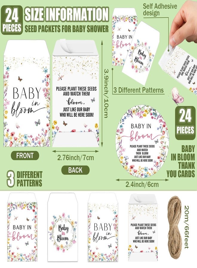 Reallnaive Wildflower Baby Shower Party Favors Baby in Bloom Favors Set Seed Packets Include 24 Mini Terracotta Pots Seed Packets 24 Self Adhesive Envelopes Thank You Tags Gifts for Guest Party - Image 4