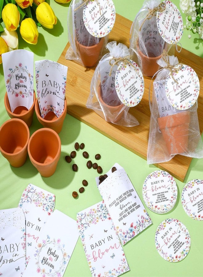 Reallnaive Wildflower Baby Shower Party Favors Baby in Bloom Favors Set Seed Packets Include 24 Mini Terracotta Pots Seed Packets 24 Self Adhesive Envelopes Thank You Tags Gifts for Guest Party - Image 2