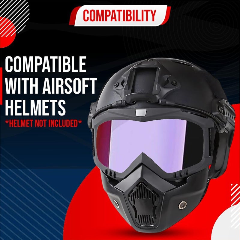 BTfash Goggle Mask Anti Scratch UV Protective Open Face & Eyewear Windproof Dirt Shield Adjustable Strap Soft Foam Padded Detachable for Cycling Bike Off Road Racing Riding Unisex (Rainbow) - Image 4
