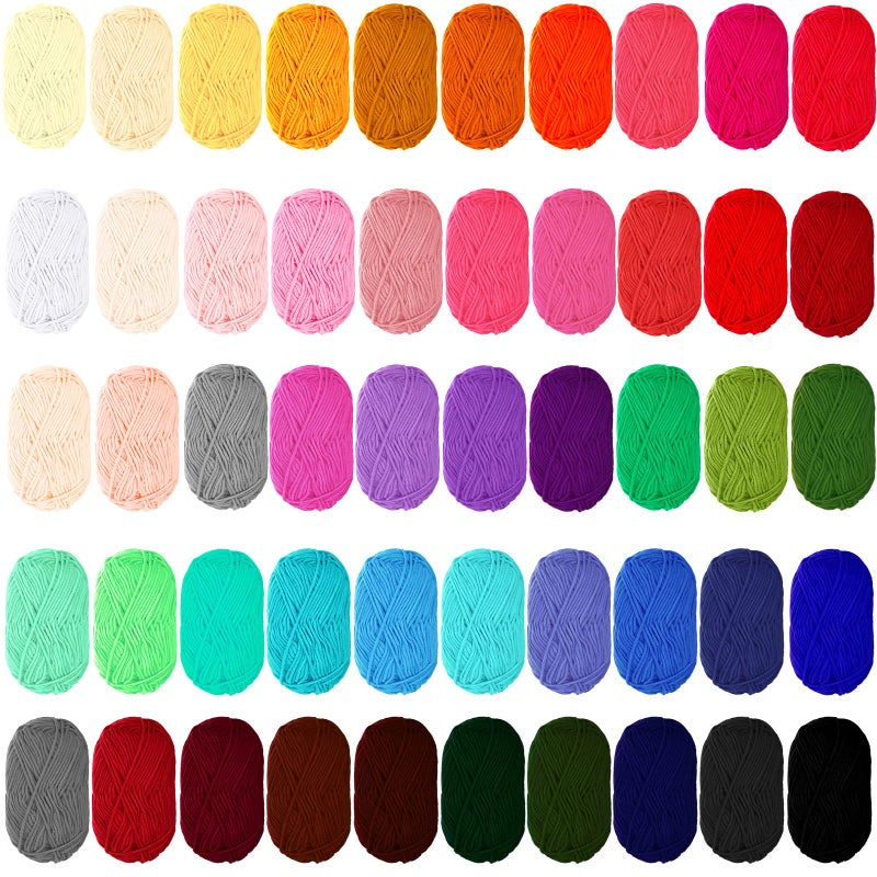 Kenning 50 Rolls Acrylic Yarn Skeins Assorted Soft 4390 Multicolor Crochet Yarn Bulk for Crocheting for Adults Craft Project 50 Colors