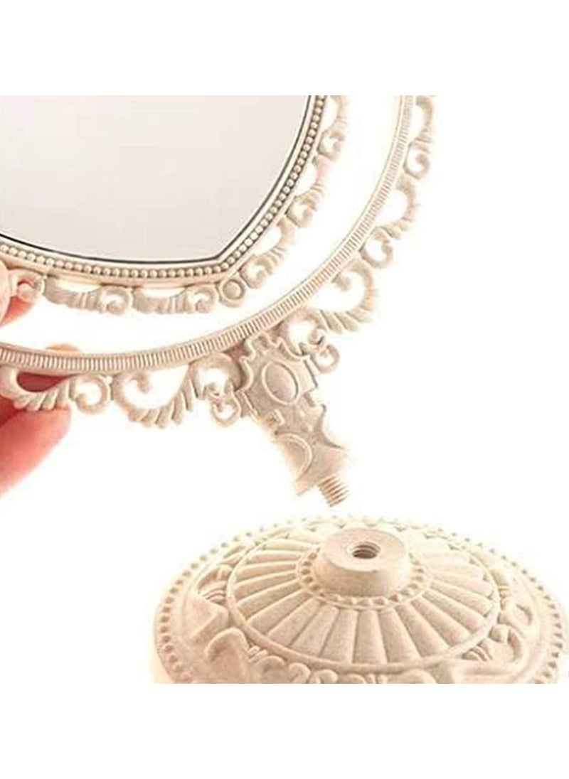 RUITASA RUITASA Simple and Lovely Heart Shaped Cosmetic Mirror Heart Shape Mirror Table Top Dressing Mirror Enlarged  Double Sided Rotatable Dressing Mirror Bathroom Bedroom Dressing Beauty Mirror  - Image 3