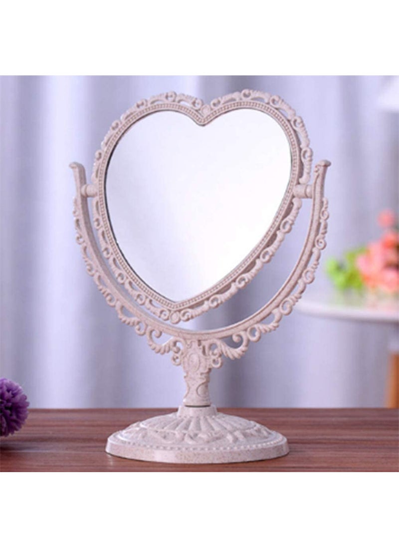 RUITASA RUITASA Simple and Lovely Heart Shaped Cosmetic Mirror Heart Shape Mirror Table Top Dressing Mirror Enlarged  Double Sided Rotatable Dressing Mirror Bathroom Bedroom Dressing Beauty Mirror  - Image 5