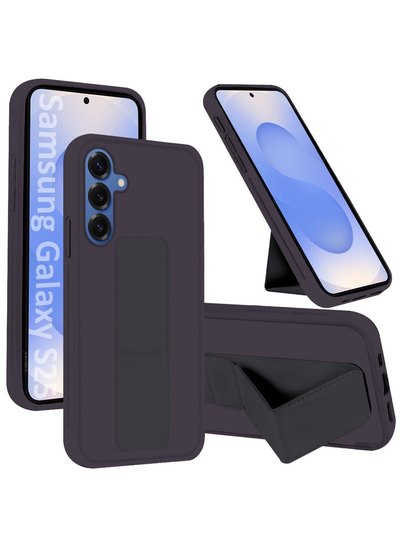 CATANES Galaxy S25 Case Silicone with Stand Function Finger Grip Case Cover / Dark Purple - Image 1