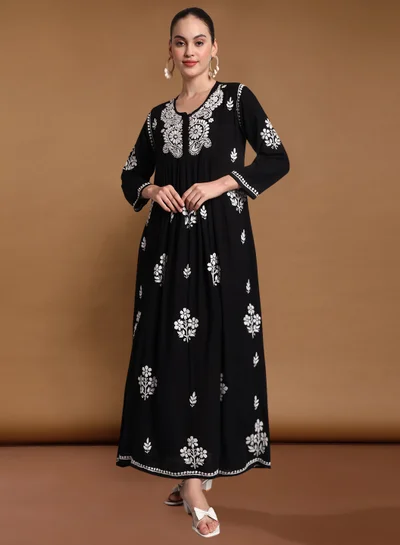 Alaya Hand Embroidered Chikankari Rayon Jalabiya-AL4012
