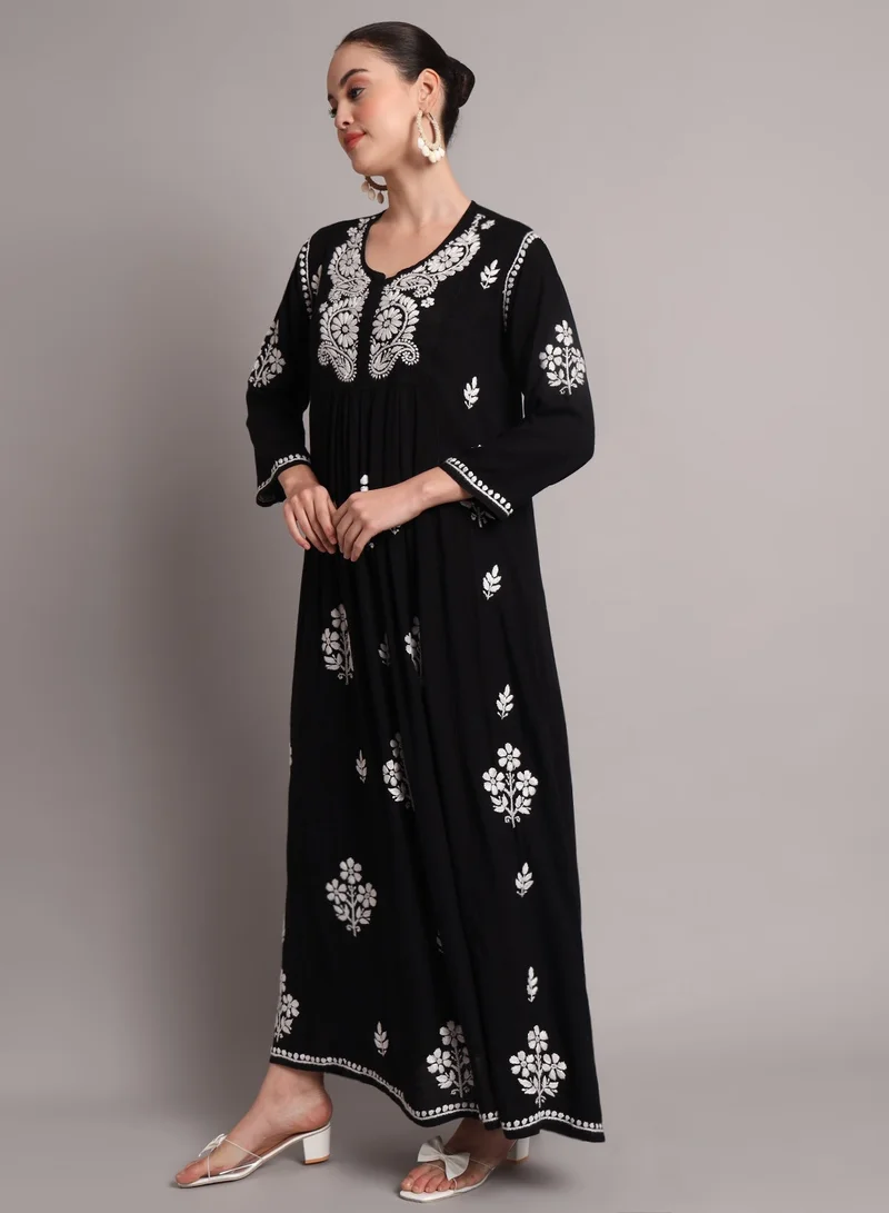 الايا جلابية رايون شيكانكاري مطرزة يدوياً-AL4012