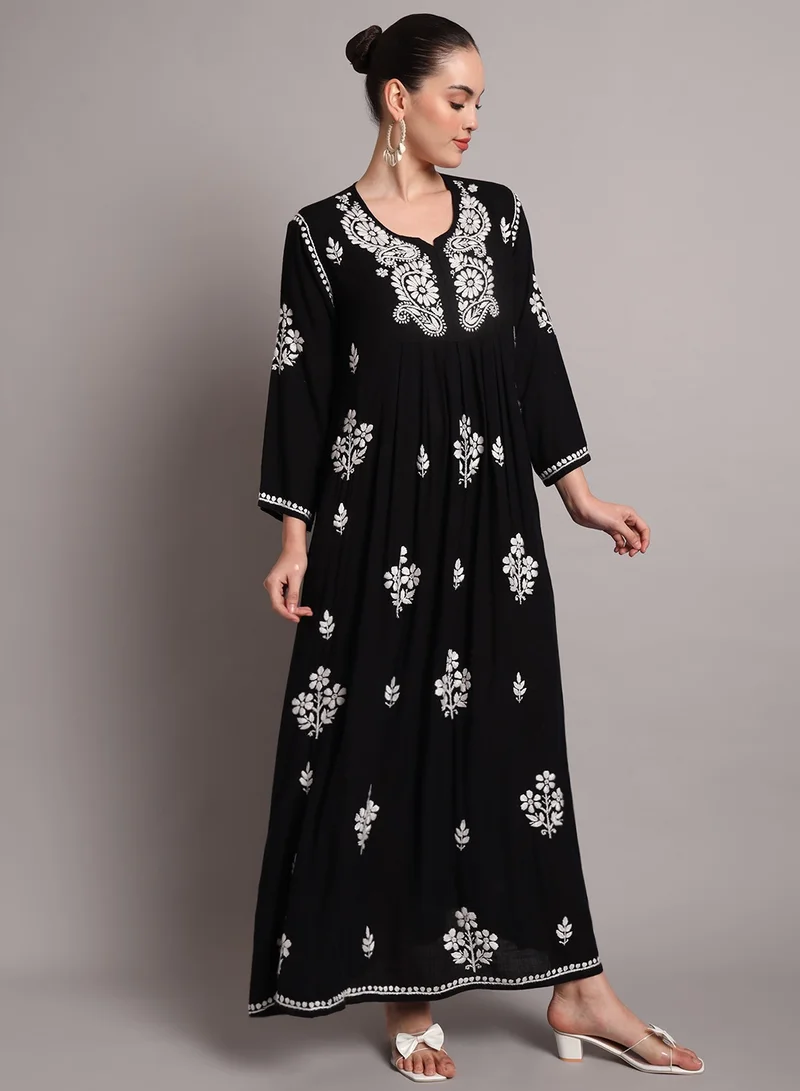 الايا جلابية رايون شيكانكاري مطرزة يدوياً-AL4012