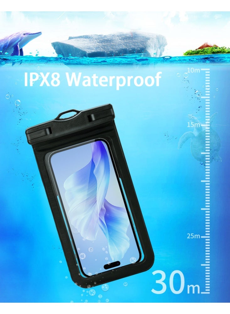 2PCS Waterproof Phone Pouch, IPX8 Certified 30M Underwater Cellphone Dry Bag/Case with Lanyard, fit for Mobile Phone Up to 7.2", One-hand Touch Screen Selfie, ZP21 (Blue)  - Image 5