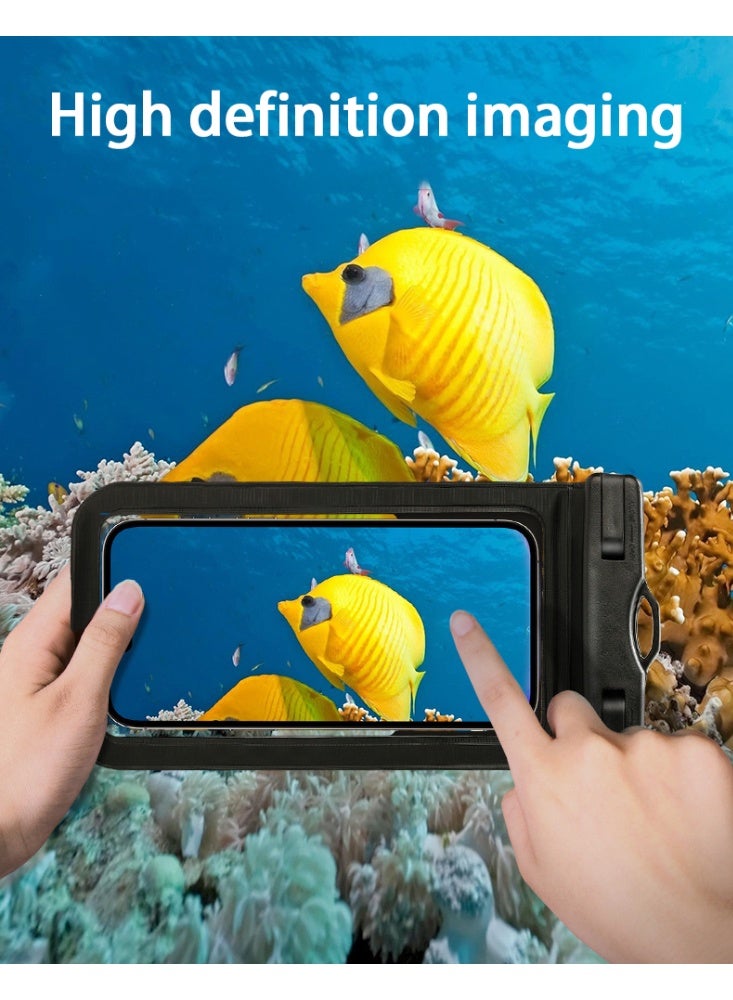 2PCS Waterproof Phone Pouch, IPX8 Certified 30M Underwater Cellphone Dry Bag/Case with Lanyard, fit for Mobile Phone Up to 7.2", One-hand Touch Screen Selfie, ZP21 (Blue)  - Image 3