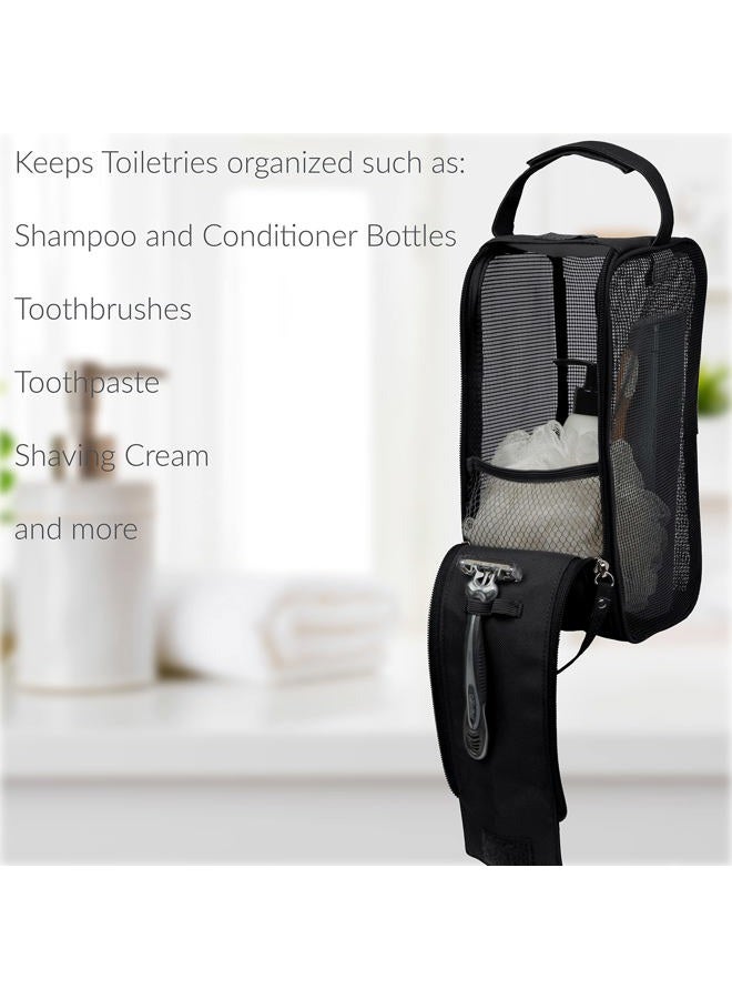 Simplify Travel Hanging Mesh Toiletry Bag, Perfect for Dorm, Gym, Back to School, College, Campus Showers, Black - Image 3