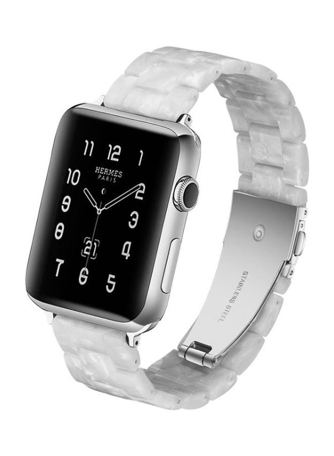 NIBEMINENT Watch Strap for Apple Series 5 & 4 44mm 3 2 1 42mm Pearl White - Image 1