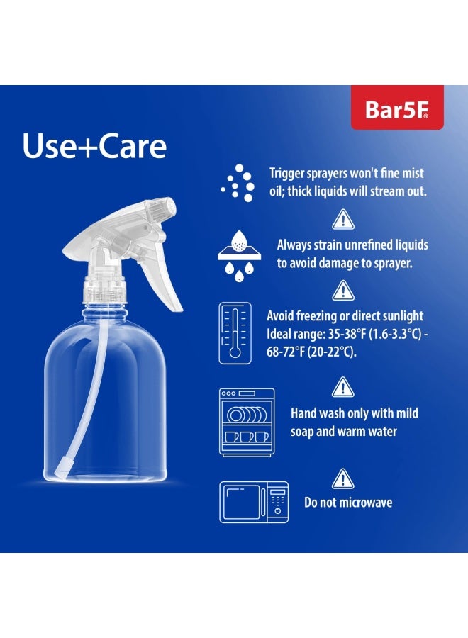 Bar5F Plastic Spray Bottle, 16 oz | Leak Proof, Empty, Clear, Trigger Handle, Adjustable Fine to Stream Output, Refillable, Heavy Duty Sprayer for Hair Salons & Spas, Household Cleaners, Cooking - Image 5