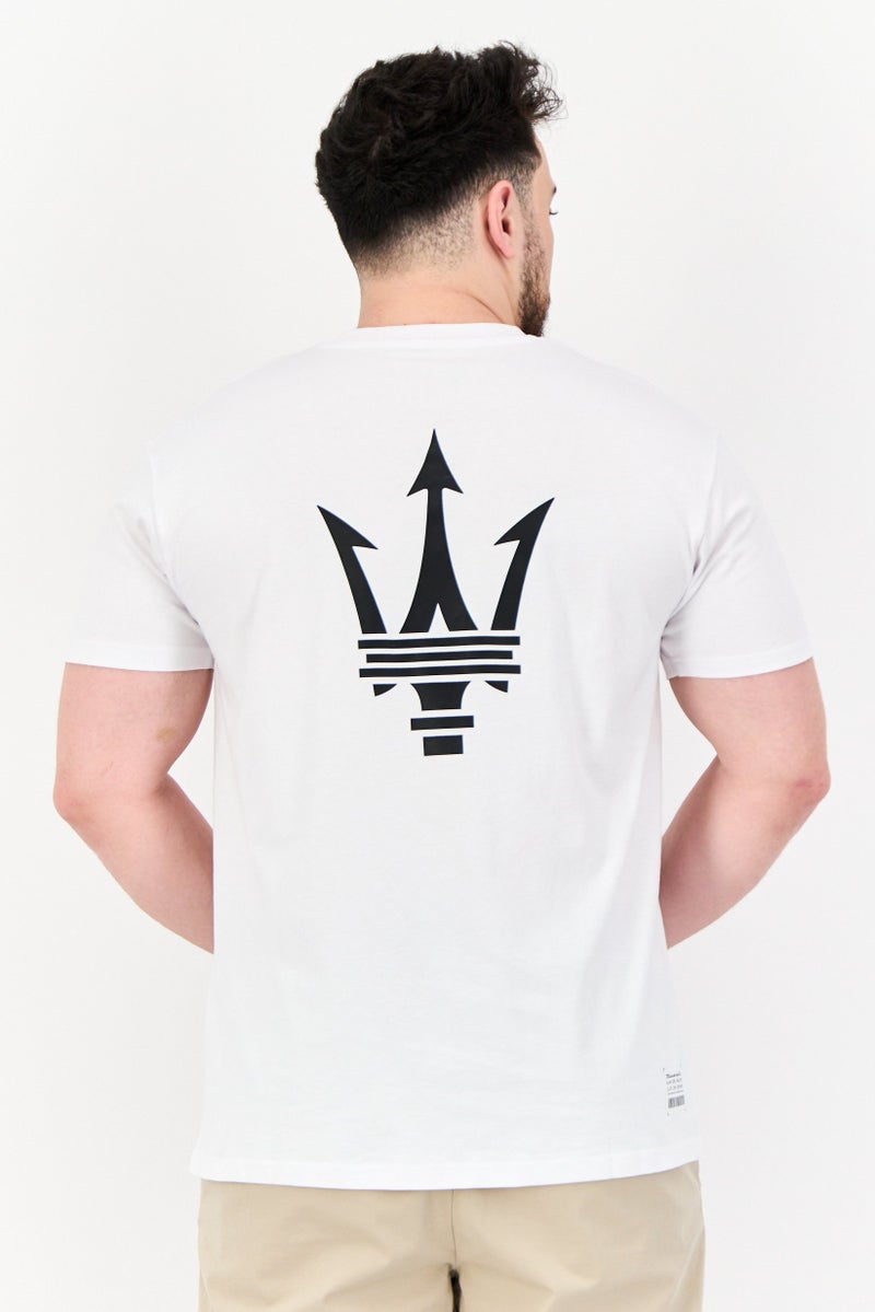 Maserati Men Crew Neck Short Sleeve Graphic Print T-Shirt, White - Image 3