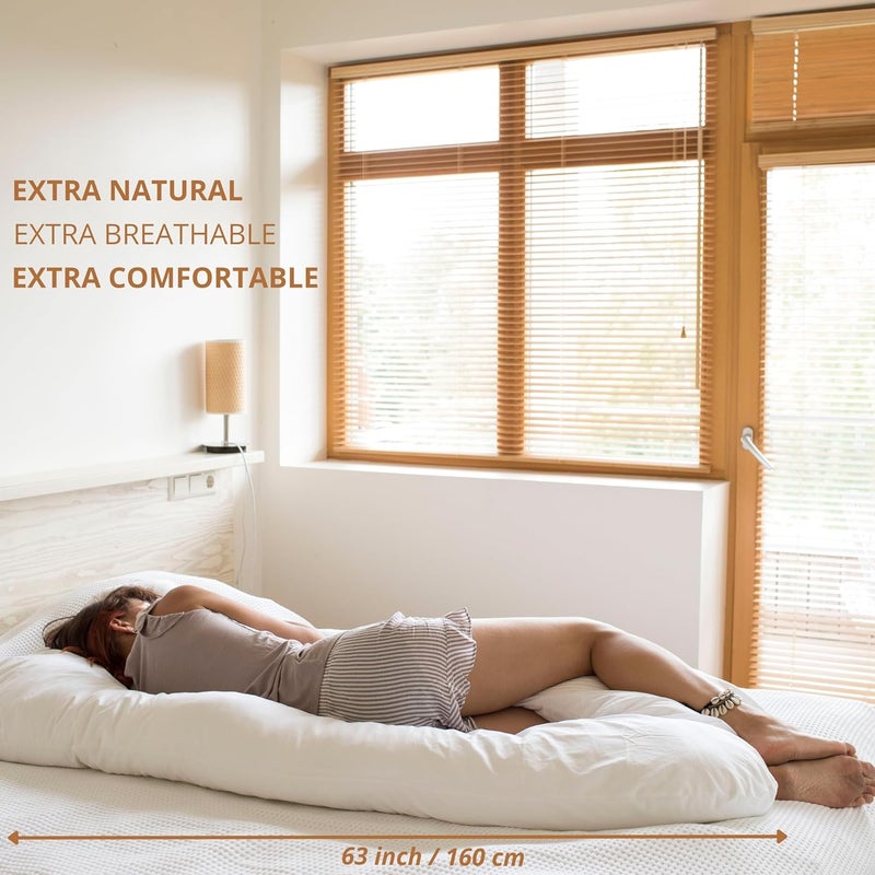 MINICAMP وسادة جسم على شكل U من MINICAMP  وسادة مريحة للحوامل مع غطاء قطن عضوي معتمد من GOTS  وسادة عناق للبالغين  ضرورة للحمل لنوم مريح وتخفيف الآلام - Image 2