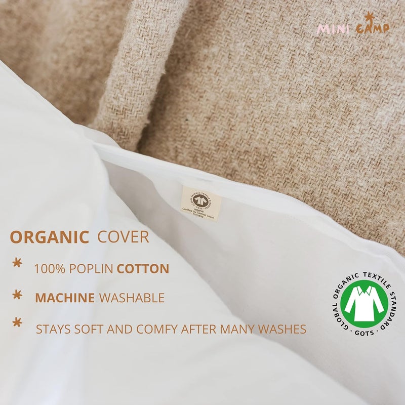 MINICAMP وسادة جسم على شكل U من MINICAMP  وسادة مريحة للحوامل مع غطاء قطن عضوي معتمد من GOTS  وسادة عناق للبالغين  ضرورة للحمل لنوم مريح وتخفيف الآلام - Image 4