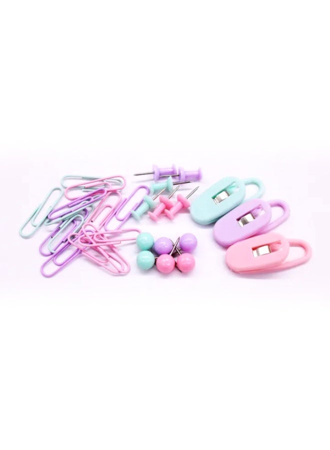 Colorful Stationery Set – 4 Pieces Paper Clips + Push Pins + Round Pins + Metal Clips with Storage Box - Image 4