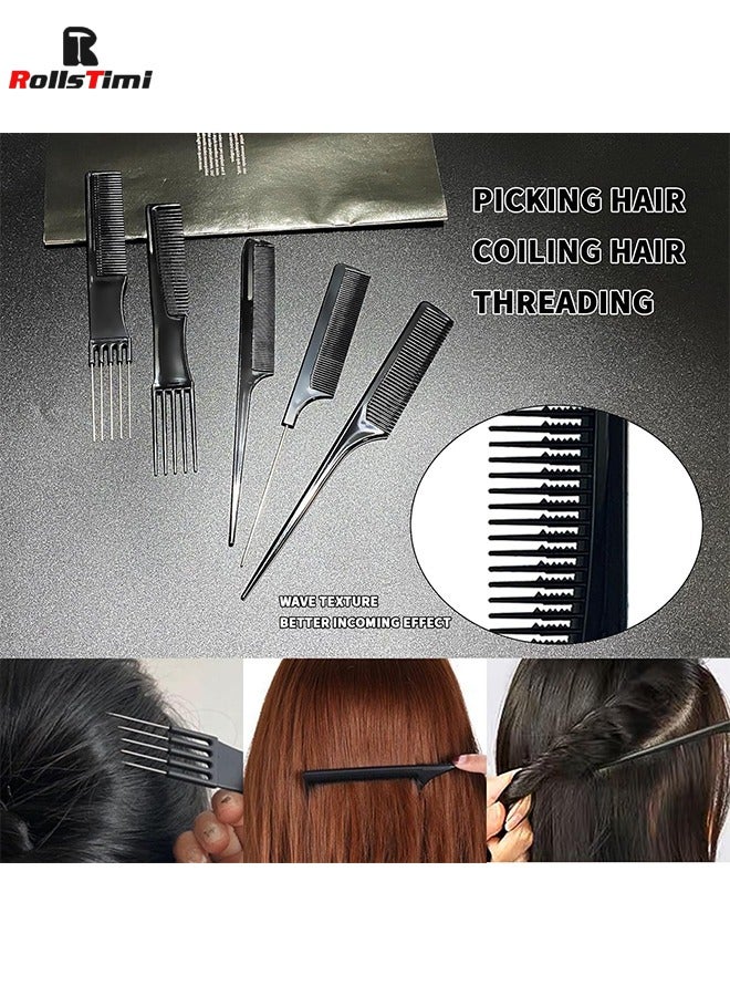 RollsTimi  10PCS Black Hair Comb Set Hair Styling Comb for Women Men Kids Hairdressing Hair Cutting Combs for Hair Styling Tool - Image 3