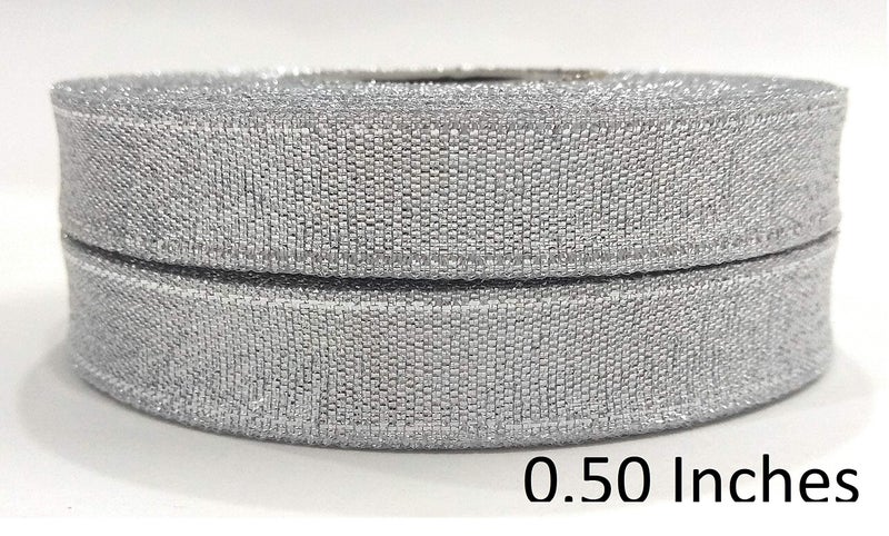 Ditya Crafts Set of 4 Rolls Gota Ribbon Lace Border for/Sarees/Lehenga/Suits/Blouses and Craft (Size:- 2 Piece of 0.50 Inches & 1.00 Inches, Length:- 20 Mtrs Each Approx) (Silver) - Image 2