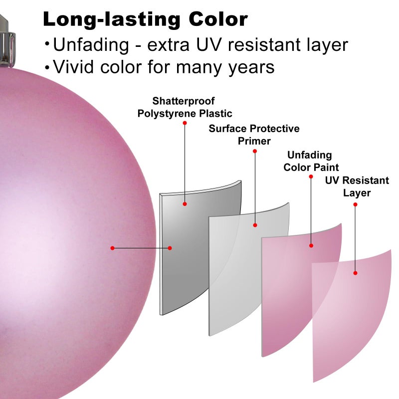 جايم إكسل زخارف عيد الميلاد الوردي - زخارف شجرة عيد الميلاد كرات زخارف شاترة معلقة كرات لامعة لعيد الميلاد إكليل إكليل إكليل مجموعة ديكور العطلات من 36pcs متعددة (1.6 "" 2.5 "" 3.2 "" ") - Image 4