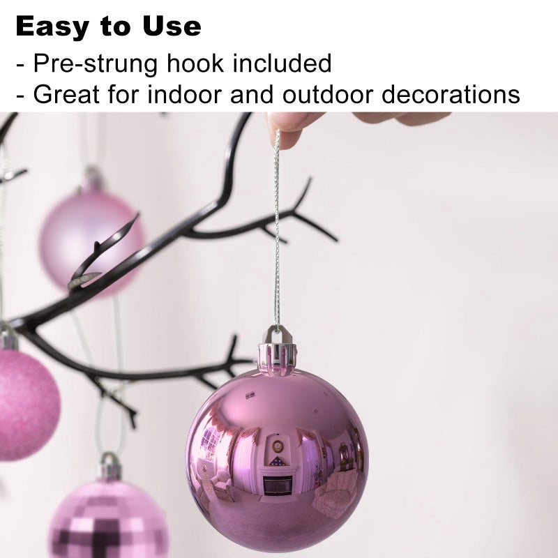 جايم إكسل زخارف عيد الميلاد الوردي - زخارف شجرة عيد الميلاد كرات زخارف شاترة معلقة كرات لامعة لعيد الميلاد إكليل إكليل إكليل مجموعة ديكور العطلات من 36pcs متعددة (1.6 "" 2.5 "" 3.2 "" ") - Image 5