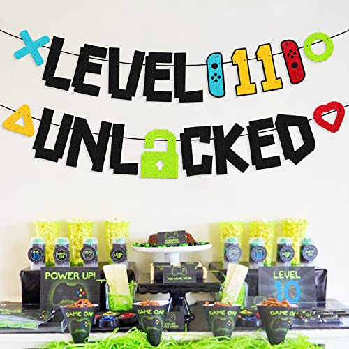 Festiko® Level 11th Unlocked Sign Banner Happy 11th Birthday Level Up Eleventh Bday Party Decorations for Video Game Controller Themed Kids Boy Girl Birthday Event Celebration Supplies - Image 5