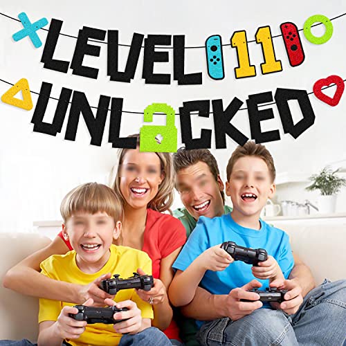 Festiko® Level 11th Unlocked Sign Banner Happy 11th Birthday Level Up Eleventh Bday Party Decorations for Video Game Controller Themed Kids Boy Girl Birthday Event Celebration Supplies - Image 4