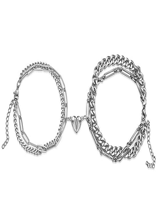 VIEN 2 Pcs Magnetic Valentines Day Broken Heart Shape Love Couples 2 In 1 Bracelets For Unisex Adult - Image 1