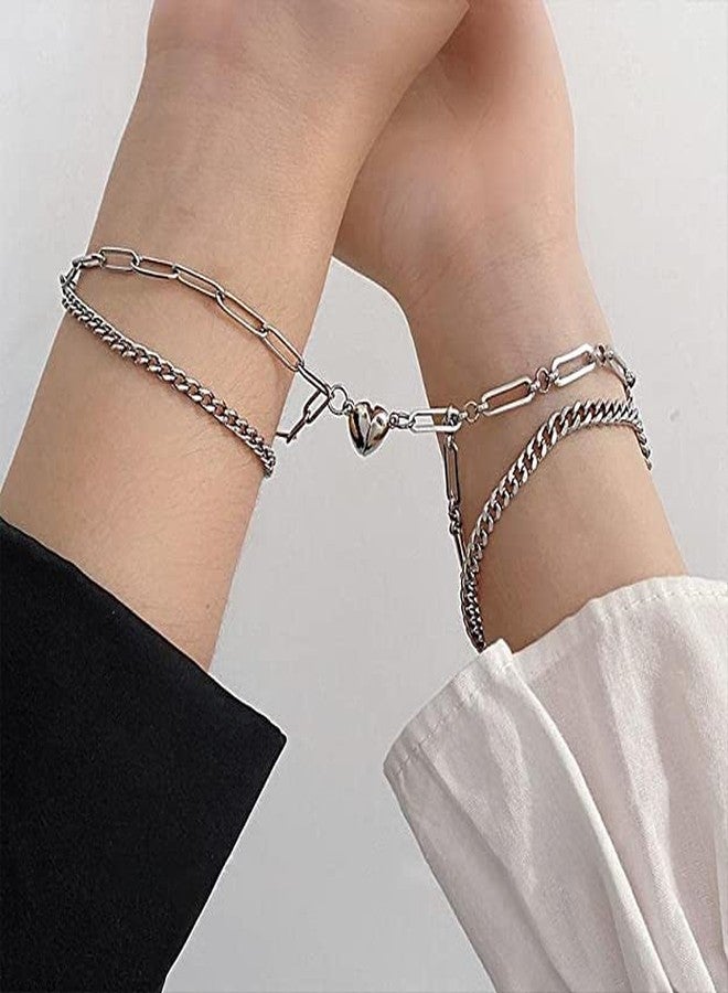 VIEN 2 Pcs Magnetic Valentines Day Broken Heart Shape Love Couples 2 In 1 Bracelets For Unisex Adult - Image 4
