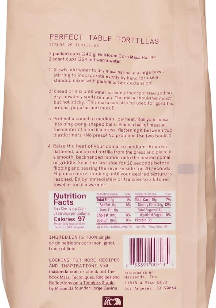 Masienda Heirloom White Corn Masa Harina - Gluten-Free Nixtamalized Corn Flour for Tortillas, Tamales, and More - 2.2 Pounds - Image 3
