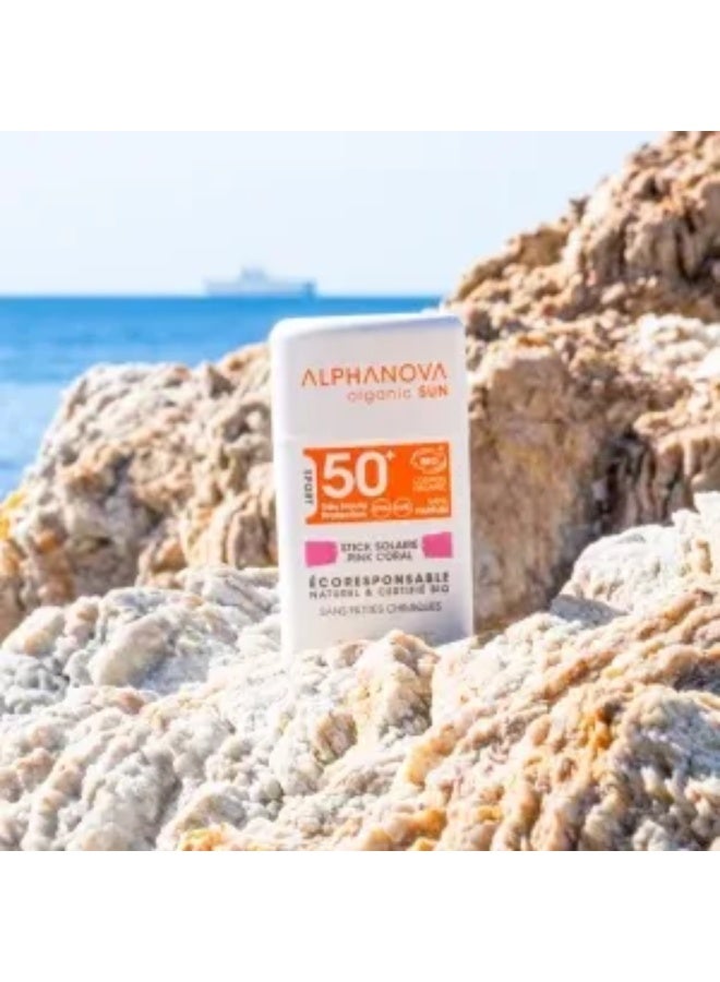 Alphanova Sun Face Pink Coral Sun Stick SPF50+ Organic 12g - Image 2