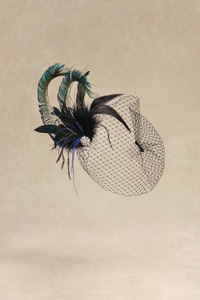 BABEYOND Veil Fascinator Hat for Women Feather Fascinators Hair Clip with Removable Veil Tea Party Hat Bridal Wedding - Image 2