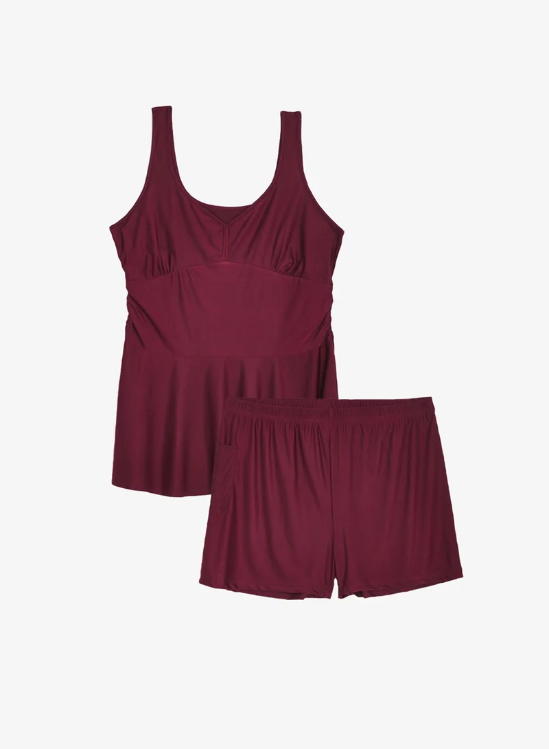 Ella Plus Plunge Neck Swimsuit With Skirt