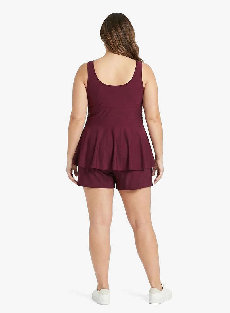 ايلا بلس صدرية سباحة بفتحة عميقة مع تنورة