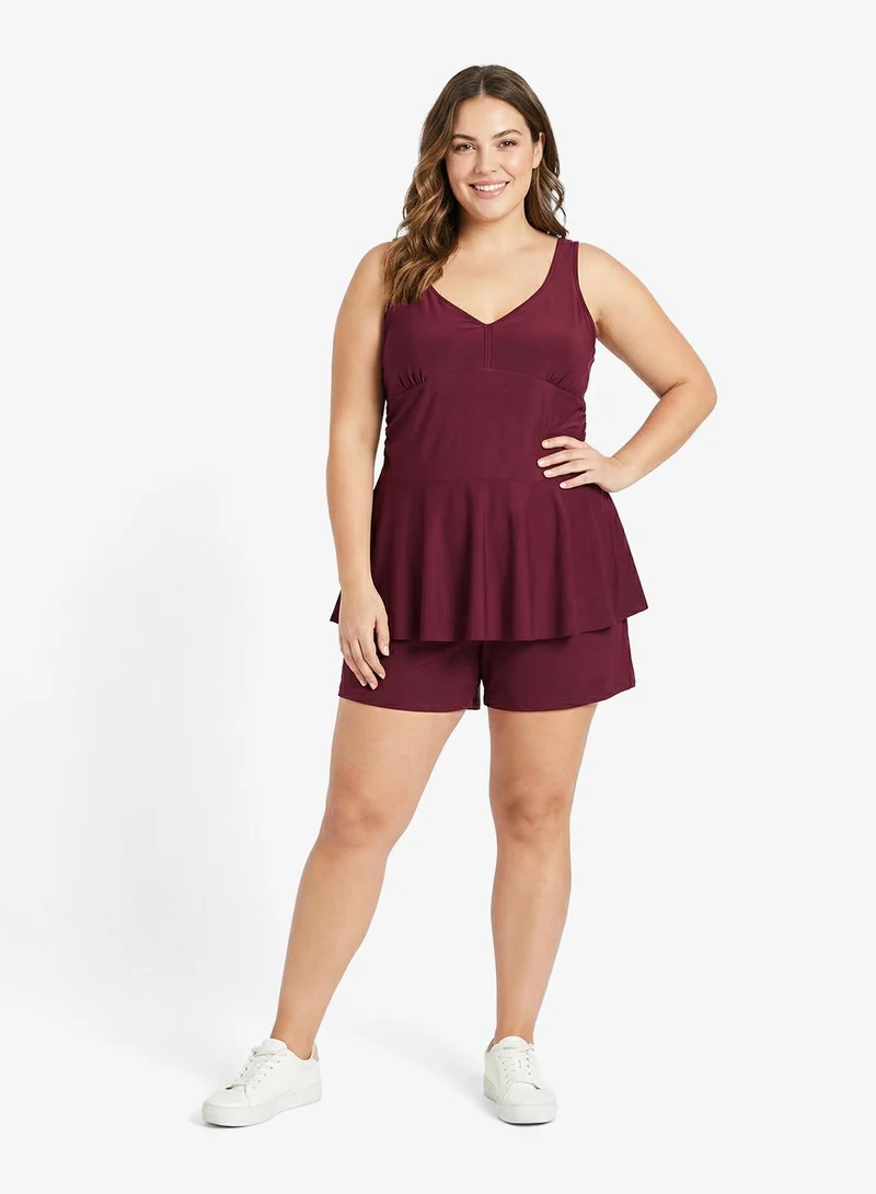 ايلا بلس صدرية سباحة بفتحة عميقة مع تنورة