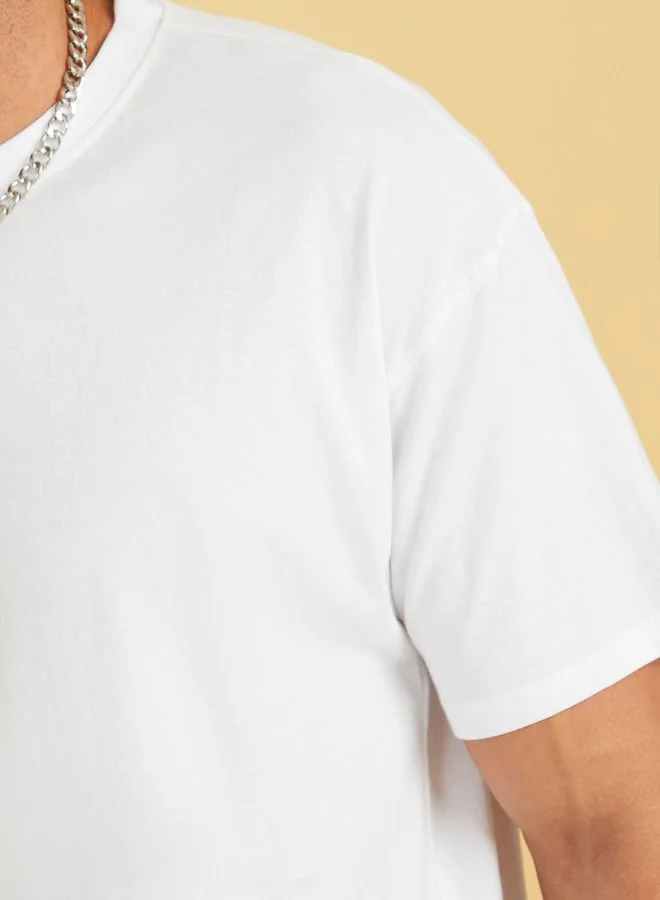 Styli Solid Oversized Pure Cotton T-Shirt