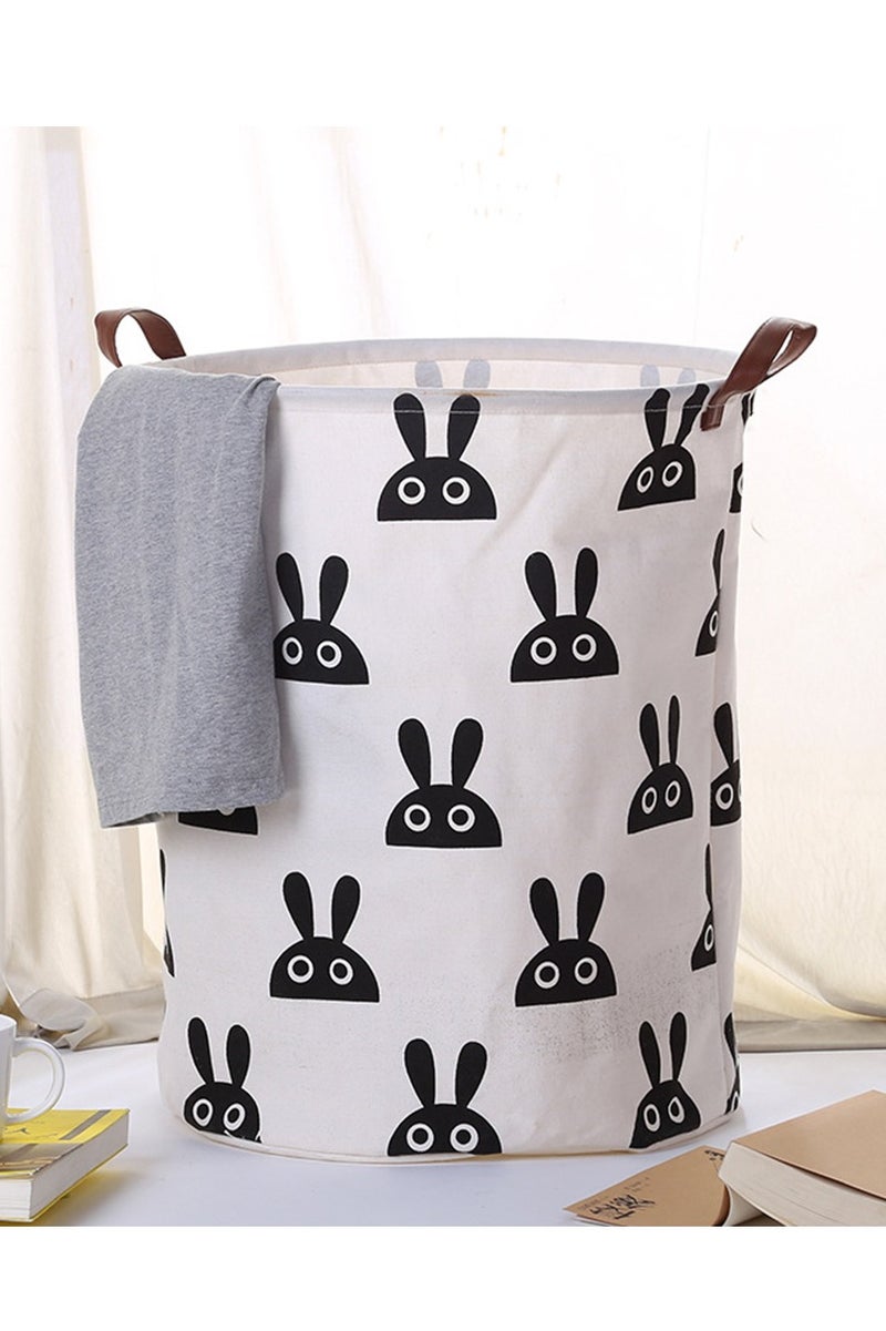 Cute Rabbit Printed Household Fabric Fortable Laundry Basket With Handle Durable Lightweight Kawaii Large Capacity Clothing Blanket Toy Organizer For Home Daily Use - Image 1