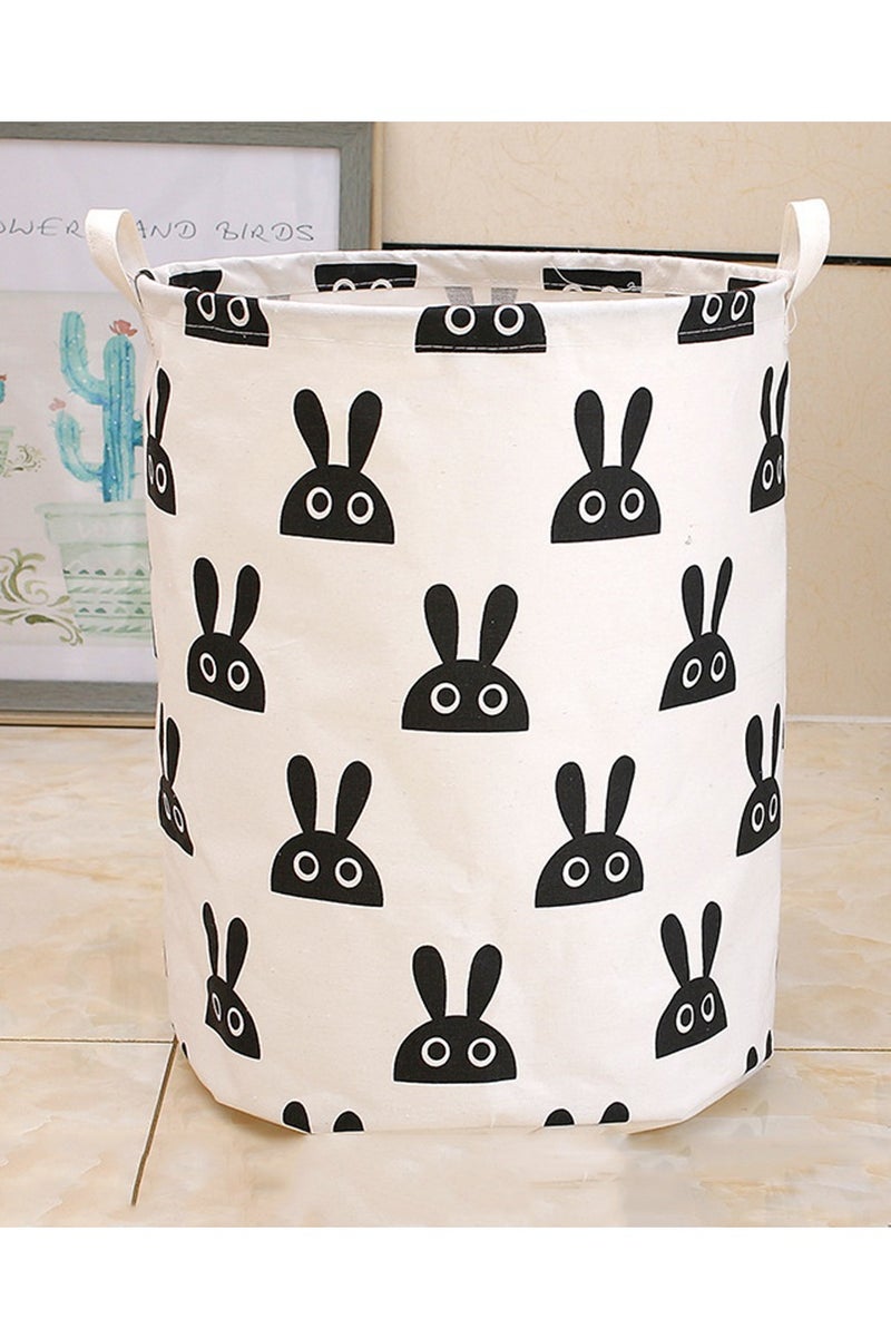 Cute Rabbit Printed Household Fabric Fortable Laundry Basket With Handle Durable Lightweight Kawaii Large Capacity Clothing Blanket Toy Organizer For Home Daily Use - Image 2