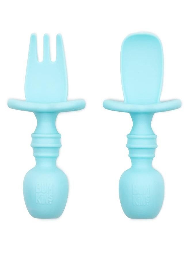 BUMKiNs Bumkins Baby Utensils, Utensil Set, Chewtensils Silicone Baby Spoons for Dipping, Self-Feeding, Baby Led Weaning, Training Spoons, First Stage, Babies 6 Months 
