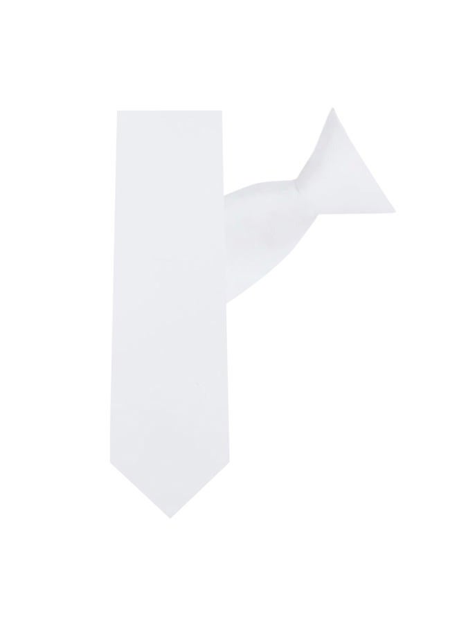 Jacob Alexander Boy's 14" Solid Color Pre-Tied Clip-On Neck Tie for Kids Formal Wedding Graduation School Uniforms, White, One size - Image 2
