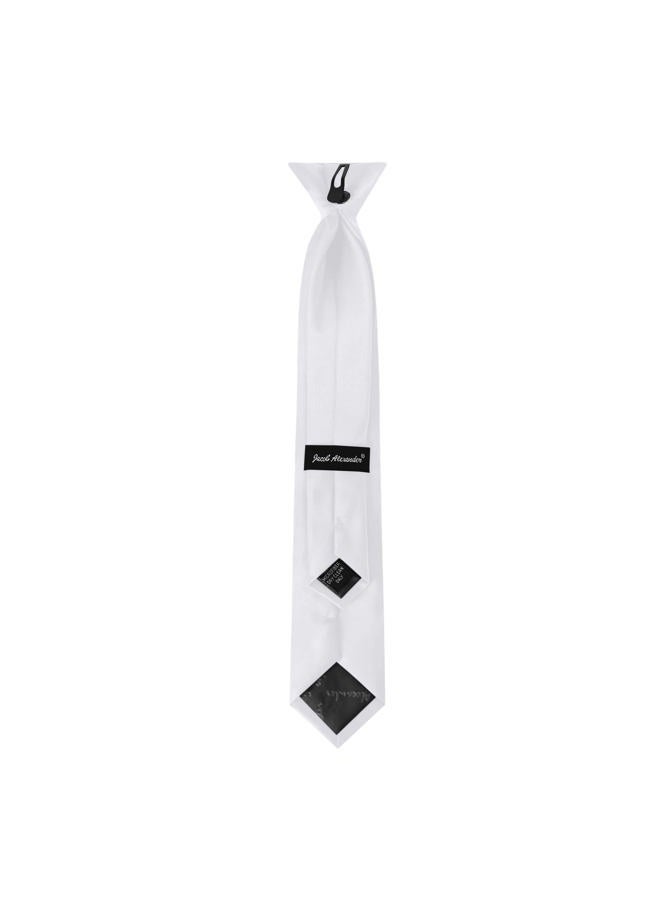 Jacob Alexander Boy's 14" Solid Color Pre-Tied Clip-On Neck Tie for Kids Formal Wedding Graduation School Uniforms, White, One size - Image 3